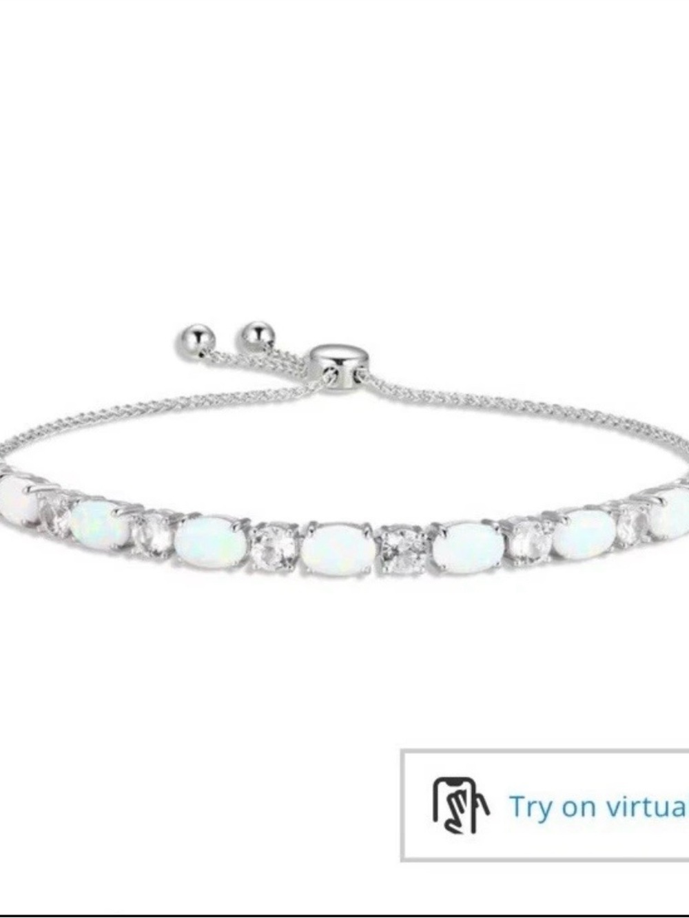 Kay Jewelers Sterling Silver Opal and CZ Sliding Bracelet